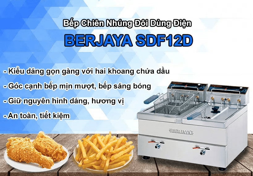 Bếp chiên nhúng điện đôi BERJAYA 9 lít x2 SDF12D