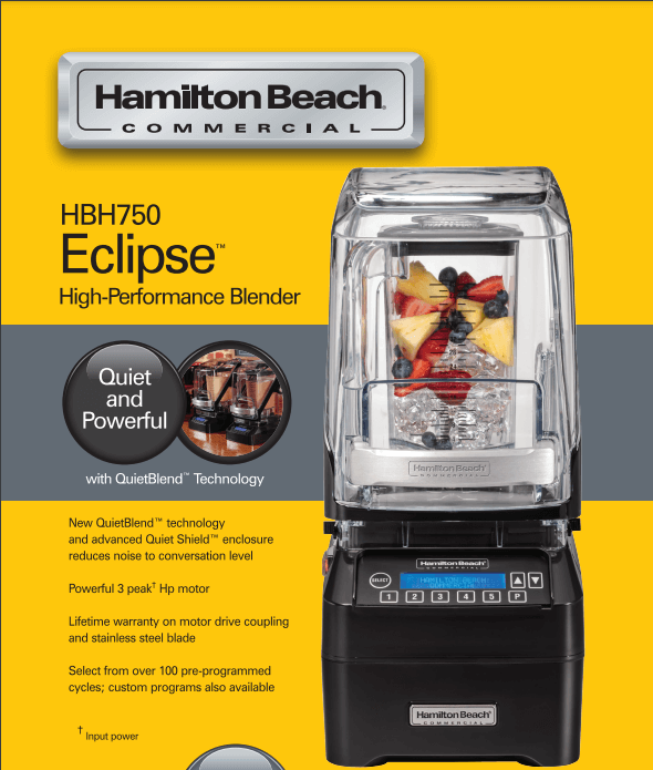 Máy xay sinh tố công nghiệp có chống ồn Hamilton Beach HBH750